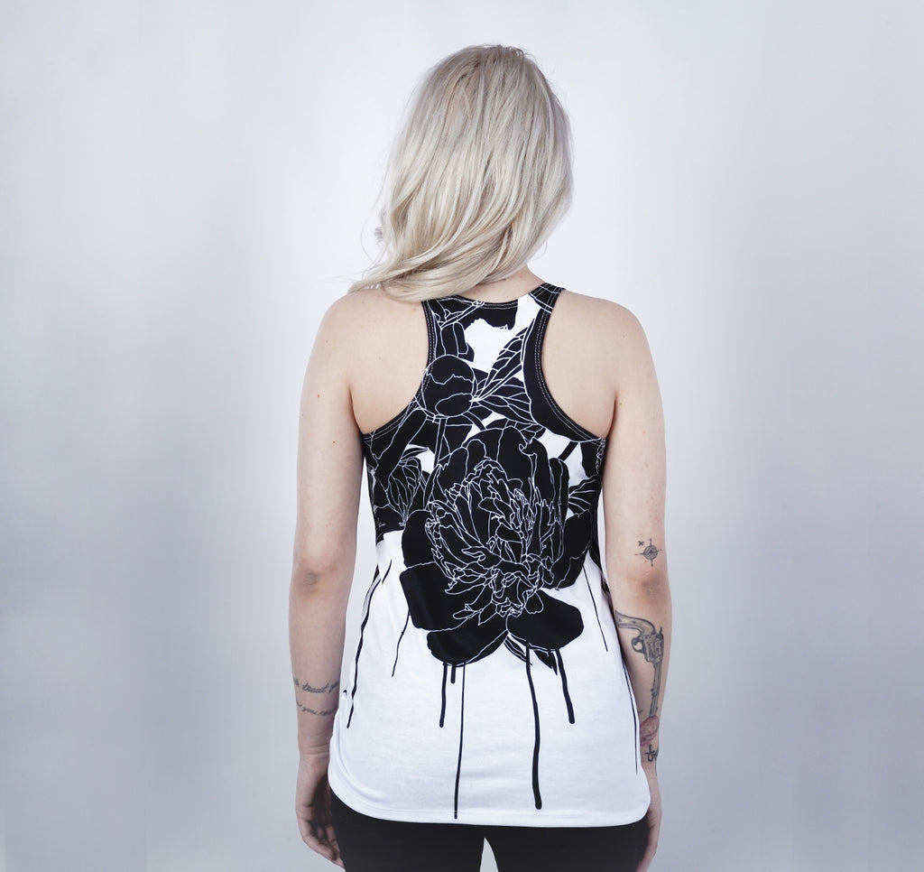 Racerback Tank, Black Floral