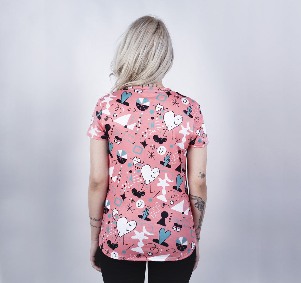 Womens Crew Tee, Paradise Print