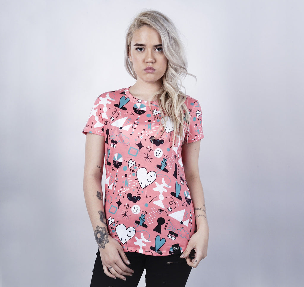 Womens Crew Tee, Paradise Print