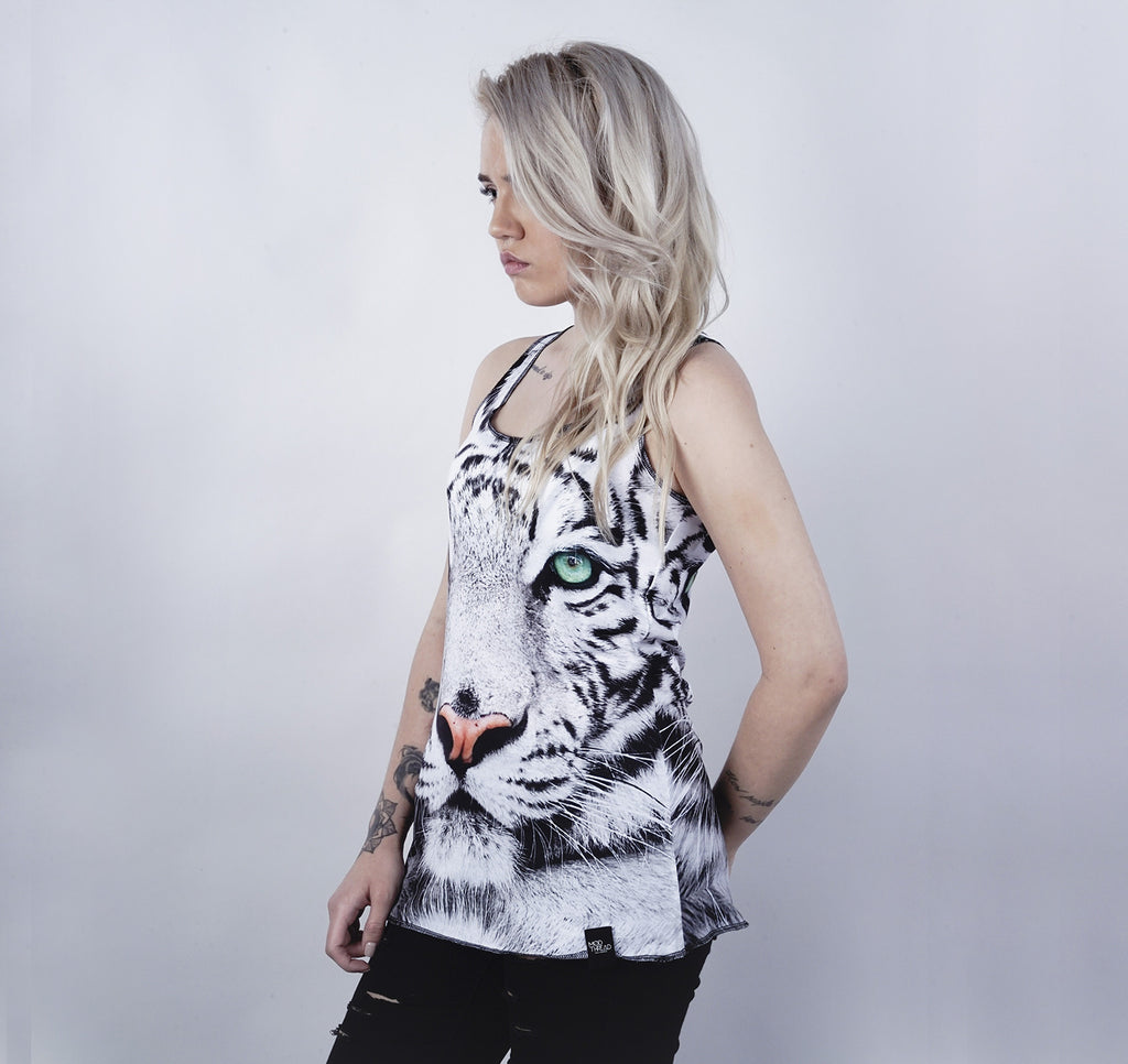 Racerback Tank, White Tiger