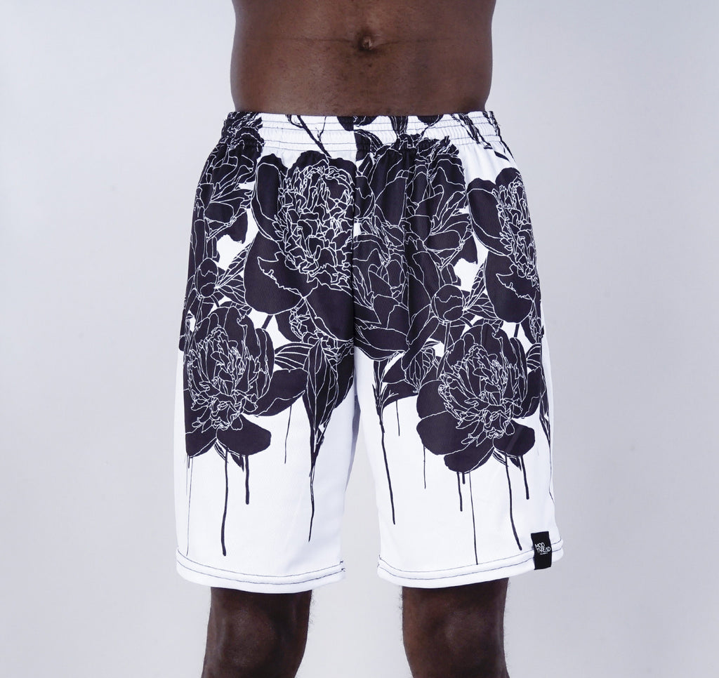 Mesh Shorts, Black Floral