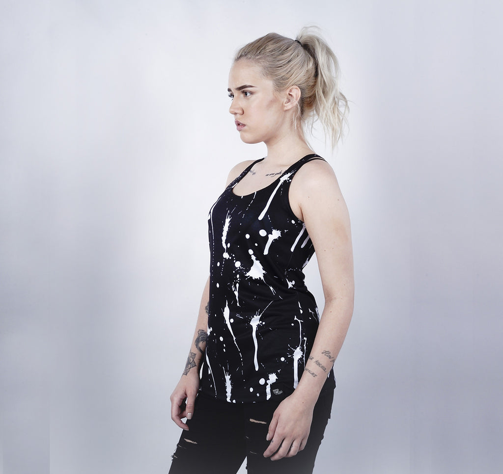 Racerback Tank, White Paint Splatter