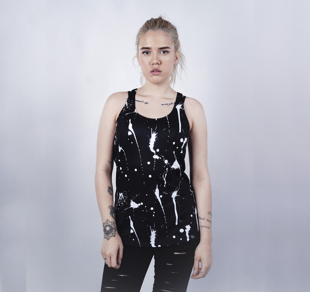 Racerback Tank, White Paint Splatter