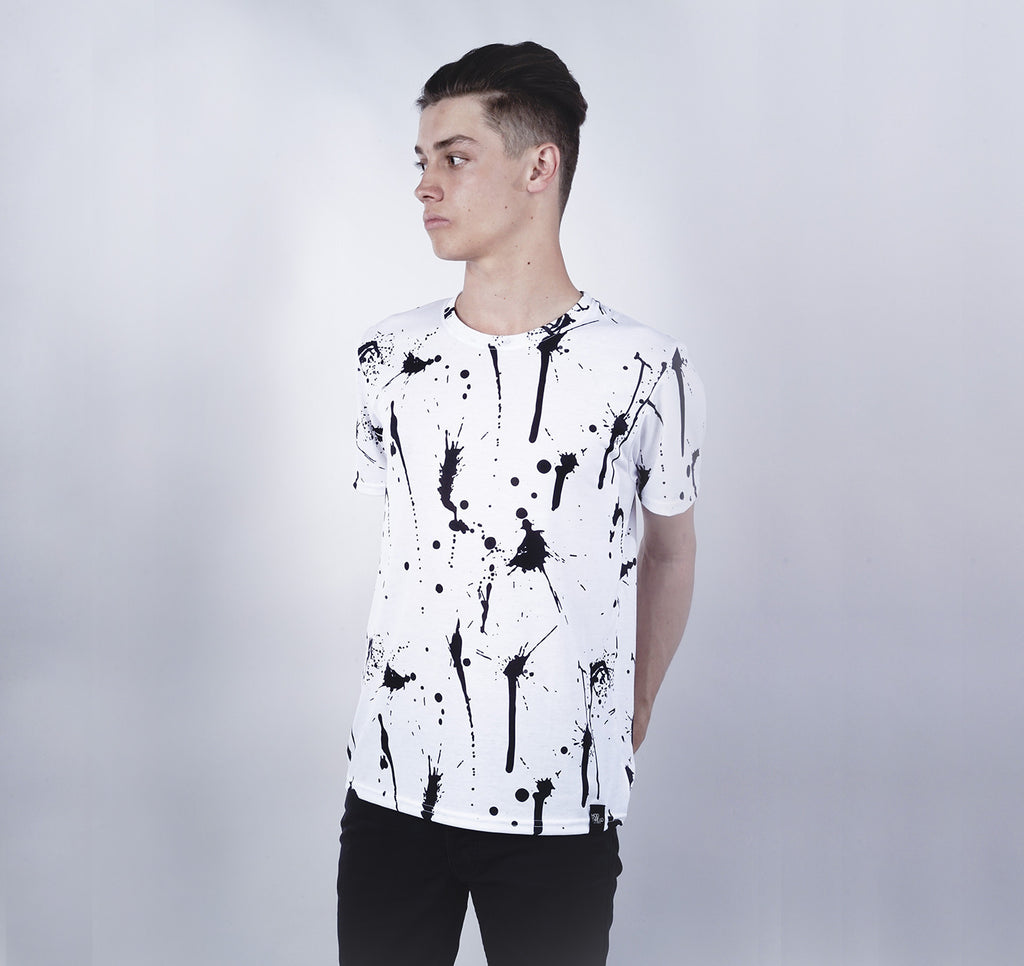 Crew Tee, Black Paint Splatter
