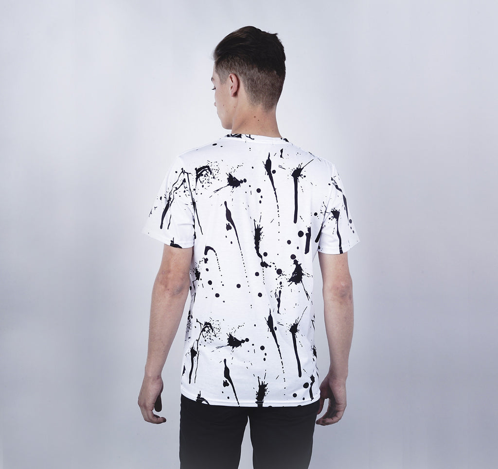 Crew Tee, Black Paint Splatter