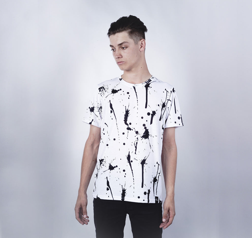 Crew Tee, Black Paint Splatter