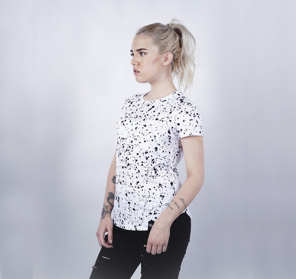 Womens Crew Tee, Black Speckle