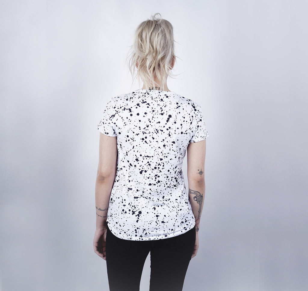Womens Crew Tee, Black Speckle