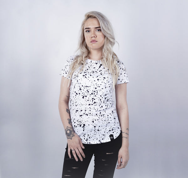 Womens Crew Tee, Black Speckle