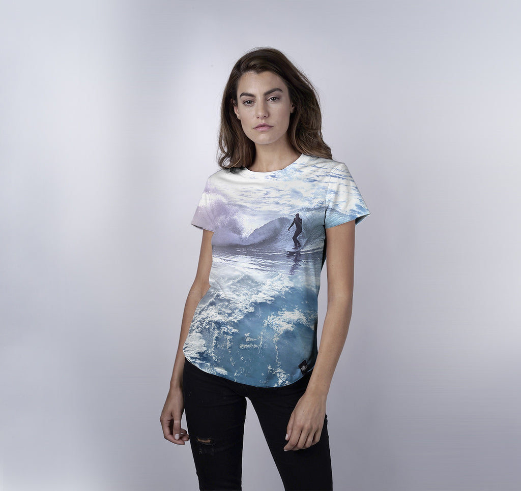Womens Crew Tee, Surf the World