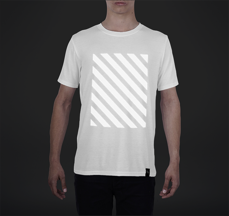 Mens Crew Tee, Striped Overlay