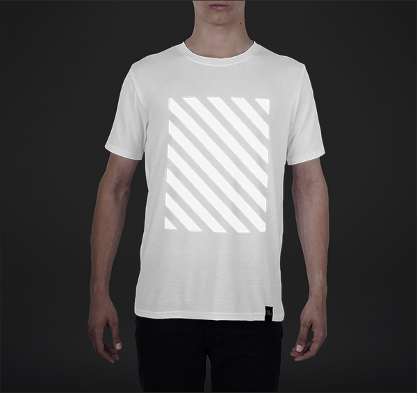 Mens Crew Tee, Striped Overlay