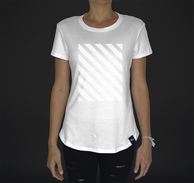 Womens Crew Tee, Striped Overlay