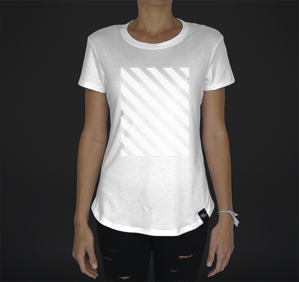 Womens Crew Tee, Striped Overlay