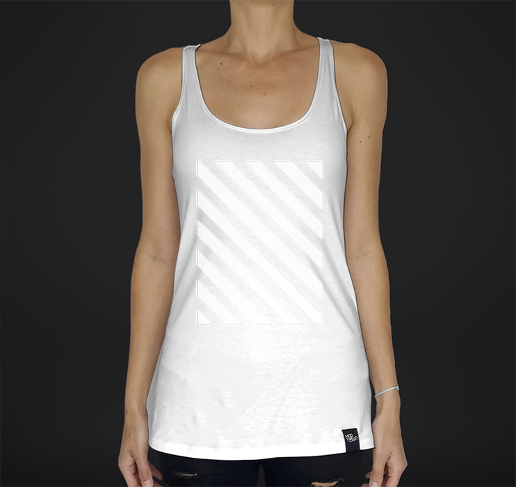 Womens Racerback Tank, Striped Overlay