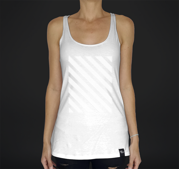 Womens Racerback Tank, Striped Overlay